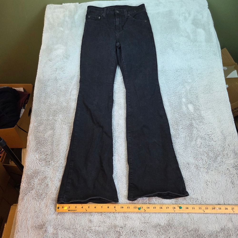 Levi's 726 High Rise Flare Jeans Womens 26 Slim Fit Stretch Denim Pants Black - Picture 1 of 11